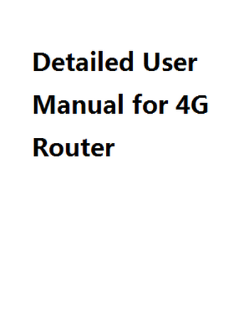Detailed User Manual for 4G Router-todaair01