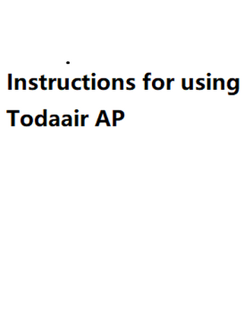 Instructions for using Todaair AP-todaair01